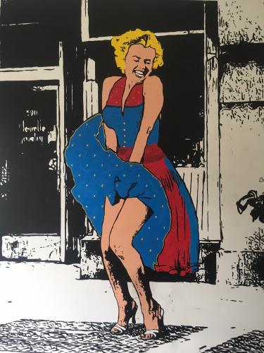 Andrew Stix pays tribute to Steve Alan Kaufman and his fabolous painting "the seven year itch" with his interpretation "marilyn goes Dirndl"